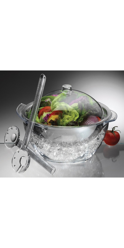 Buy Prodyne Iced Salad with Dome Lid and Acrylic Salad Servers at