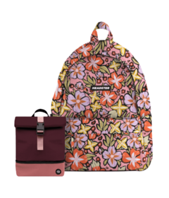 Headster Kids Backpack Retro Bloom Peaches & Lunchbox Berry Jam Bundle
