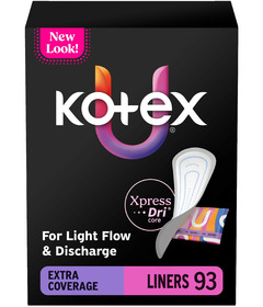 U by KOTEX Core Absorbent Extra-Coverage Length Folded & Wrapped Liners