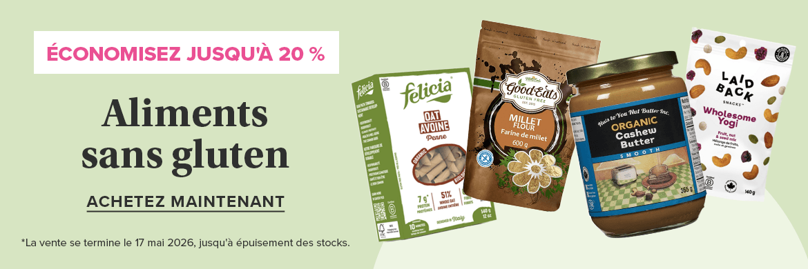 Économisez jusqu'à 20 % sur les produits sans gluten