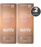 ATTITUDE Sunly Tint Face Stick Mineral Unscented SPF30 Bundle
