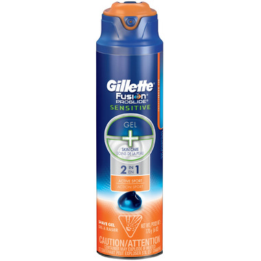 Gillette Fusion ProGlide Sensitive 2-in-1 Shave Gel in Active Sport Gillette Fusion ProGlide Sensitive 2-in-1 Shave Gel in Active Sport