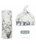 Lulujo Hello World Blanket & Knotted Hat Marble