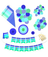 Hallmark Crayola Color Pop Party Decorations Set Blue, Purple & Teal