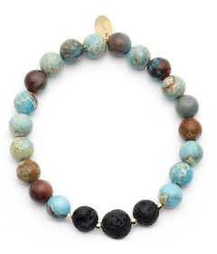 Oriwest Turquoise Jasper Lava Bead Bracelet