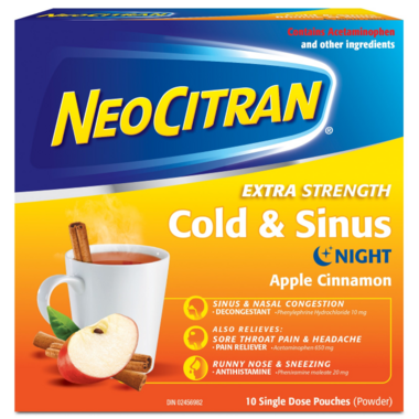 NeoCitran Extra Strength Cold & Sinus Night Apple Cinnamon NeoCitran Extra Strength Cold & Sinus Night Apple Cinnamon