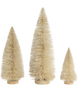 Silver Tree Natural Bristle Table Top Trees Set White Snow Tips