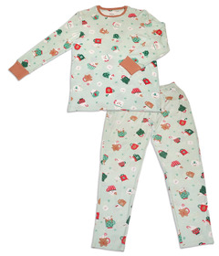Silkberry Baby Men's Bamboo Long Sleeve Pajama Set Festive Cocoa
