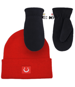 Hot Paws Boys Goji Hat and Black Mittens Bundle