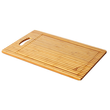 Island Bamboo Honey Stripe Cutting Board with Handle and Gravy Groove Island Bamboo Honey Stripe Cutting Board with Handle and Gravy Groove