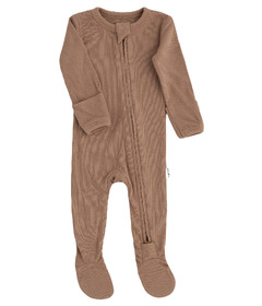 Pip + Phee Ribbed Bamboo Footed Sleeper Mocha