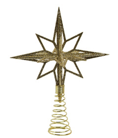 Silver Tree Acrylic 3D Moravian Star Tree Topper Light Gold Glitter