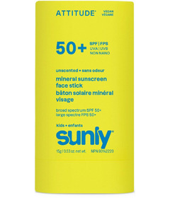 ATTITUDE Sunly Kids Mineral Sunscreen Stick Face Unscented SPF 50