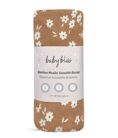 Baby Bliss Bamboo Muslin Swaddle Blanket Cinnamon Daisy