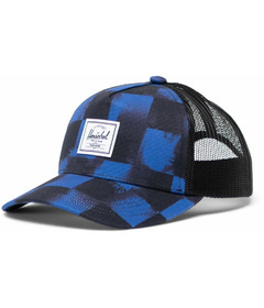 Herschel Supply Whaler Cotton Mesh Kids Cap Stencil Checker Sodalite Blue