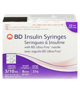 Seringues à insuline BD avec aiguille ultra-fine 10mL 8mm 31g