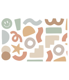 Cherrypick Reusable Fabric Wall Stickers Abstract Shapes Earthy