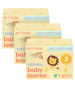 ATTITUDE Disposable Unscented Diapers Size 3 Bundle