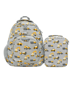 Jan & Jul Kids Backpack & Lunch Bag Grey Construction Bundle