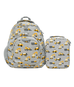 Jan & Jul Sac à dos et sac à lunch pour enfants Gris Construction Bundle