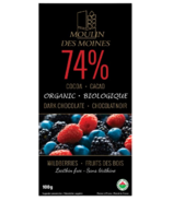Moulin des Moines Tablette de chocolat noir biologique (74%) aux baies sauvages
