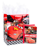 Sac cadeau Hallmark 13 pouces avec carte d'anniversaire & Papier de soie Disney's Cars
