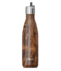 S'well Bottle with Flip Straw Cap Teakwood 