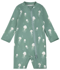 Petit Lem Swim Long Sleeve Swim Romper Jellyfish Print on Turquoise