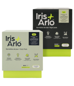 Iris + Arlo Ensemble de serviettes hygiéniques de jour et de nuit 100% coton biologique