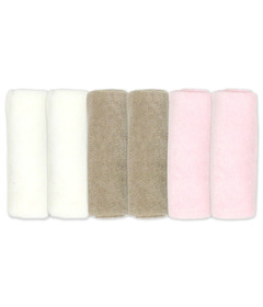 Kushies Bamboo 6 Pack Single Ply Washcloths- Blush
