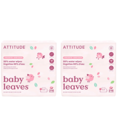ATTITUDE Baby Leaves Tripack Baby Wipes 99% Water Bundle