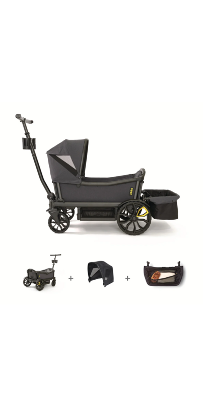 Veer Cruiser XL Essentials Bundle | Premium 4 Seater All Terrain Stroller Wagon For Kids | Fully Collapsible | Hose Washable | Includes Cruiser XL + Canopy XL + Storage Basket XL