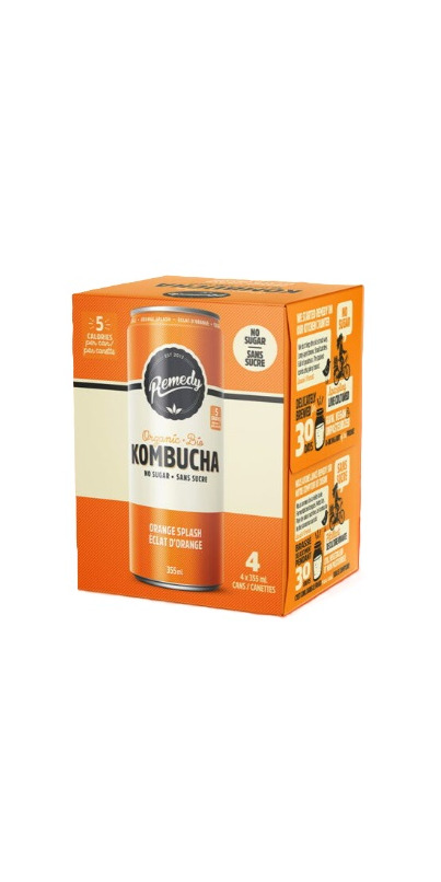 Remedy Kombucha Organic Orange Splash, 12 fl oz  (Pack of 12)