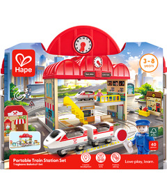 Hape Toys Portable Train Station Set