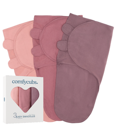 Comfy Cubs Easy Swaddle Set Blush, Mauve, Mulberry