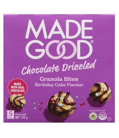 MadeGood Chocolate Drizzled Crunchy Oat Bites Birthday Cake 