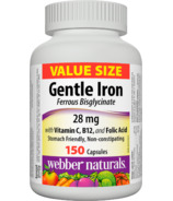Webber Naturals Gentle Iron 28 mg avec vitamine C, B12 et acide folique 