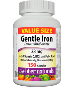 Webber Naturals Gentle Iron 28mg with Vitamin C, B12 and Folic Acid