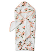 Little Unicorn Serviette de bain à capuche et gant de toilette pour bébé en coton, motif rose aquarelle