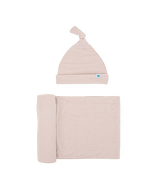 Little Unicorn Stretch Knit Hat & Swaddle Set Soft Blush