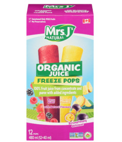 image of Mrs J's Natural Juice Pop Freezies Tropical Passion & Berry Blast with sku:308585