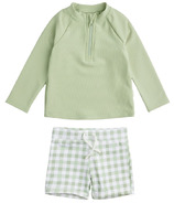 petit lem Boy Top and Shorts Swim Set Knit Green