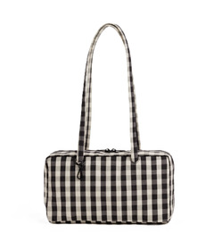 BAGGU Nylon Bowler Bag Black & Cream Gingham