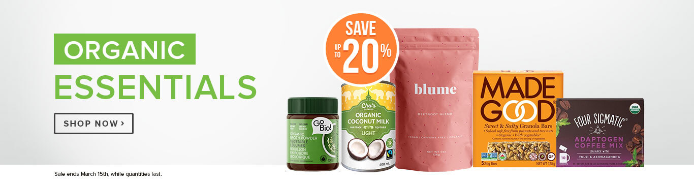 Save up to 20% off Organic Essentials