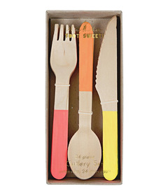Meri Meri Wooden Cutlery Set Neon