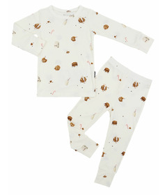 Belan.J Ribbed Bamboo Long Sleeve PJ Set Milk & Cookies