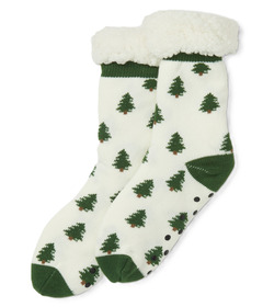 image of Hatley Women's Sherpa Lined Cabin Sock Forest Trees with sku:312527