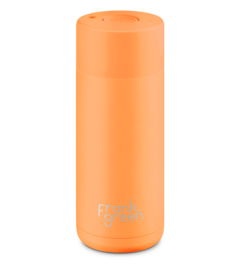 frank green Ceramic Reusable Cup with Button Lid Neon Orange