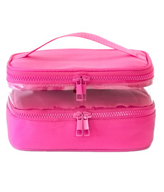 MYTAGALONGS Double Layer Train Case Hot Pink