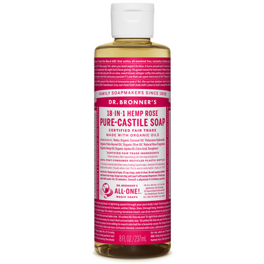 Dr. Bronner\'s Organic Pure Castile Liquid Soap Rose 8 Oz Dr. Bronner\'s Organic Pure Castile Liquid Soap Rose 8 Oz